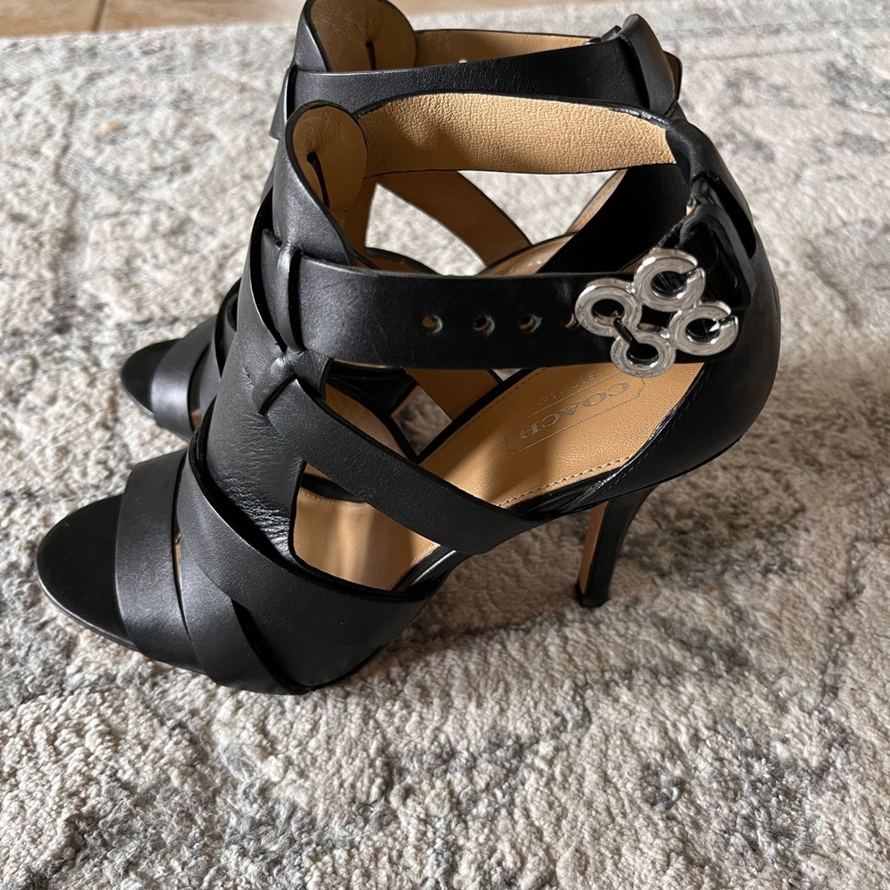 Coach Black leather heels